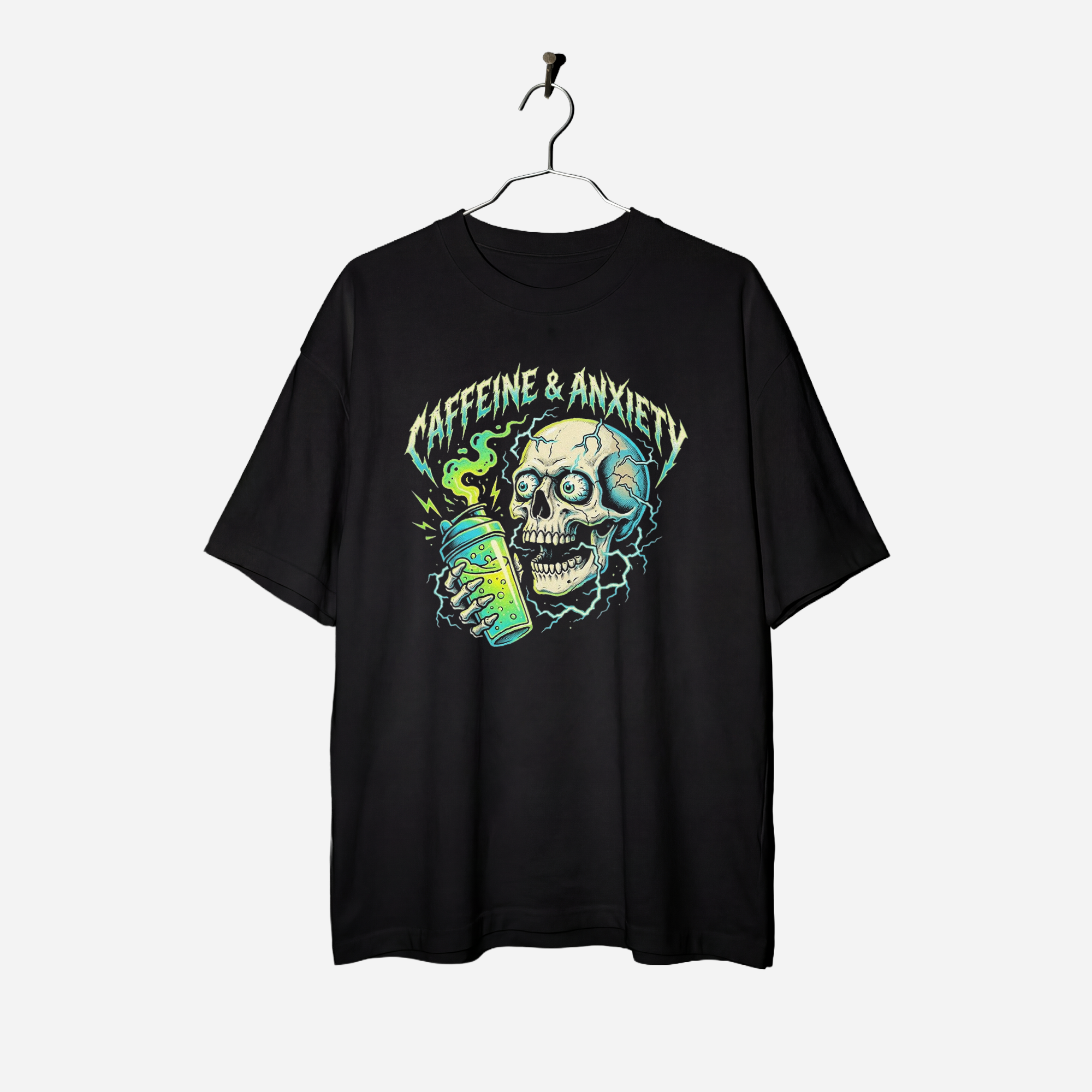Camiseta Oversized Caffeine & Anxiety True Form - Heavyweight 240g Pump Cover Unissex