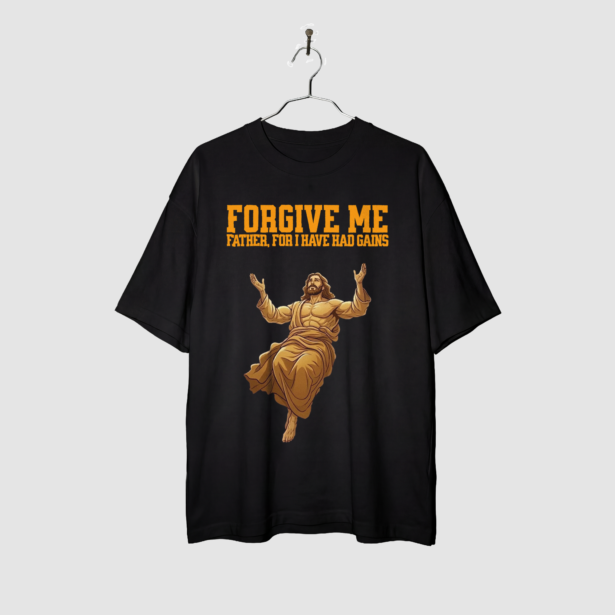 Camiseta Oversized Forgive Me Gains True Form - Heavyweight 220g Pump Cover Masculina