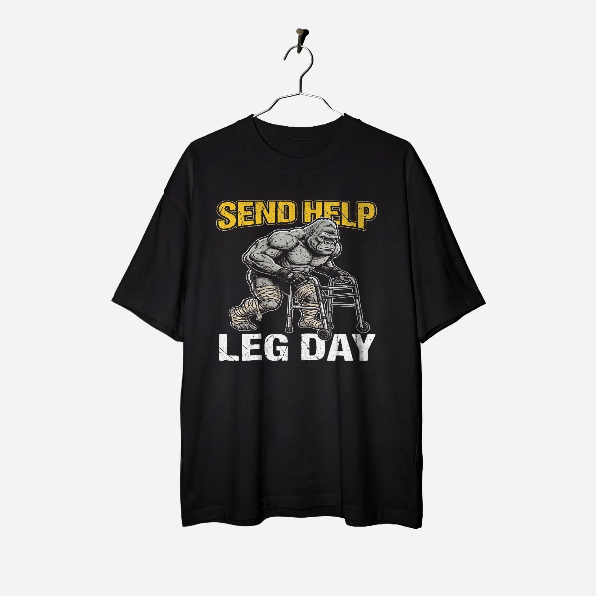Camiseta Oversized Gorilla Send Help True Form - Heavyweight 240g Pump Cover Unissex