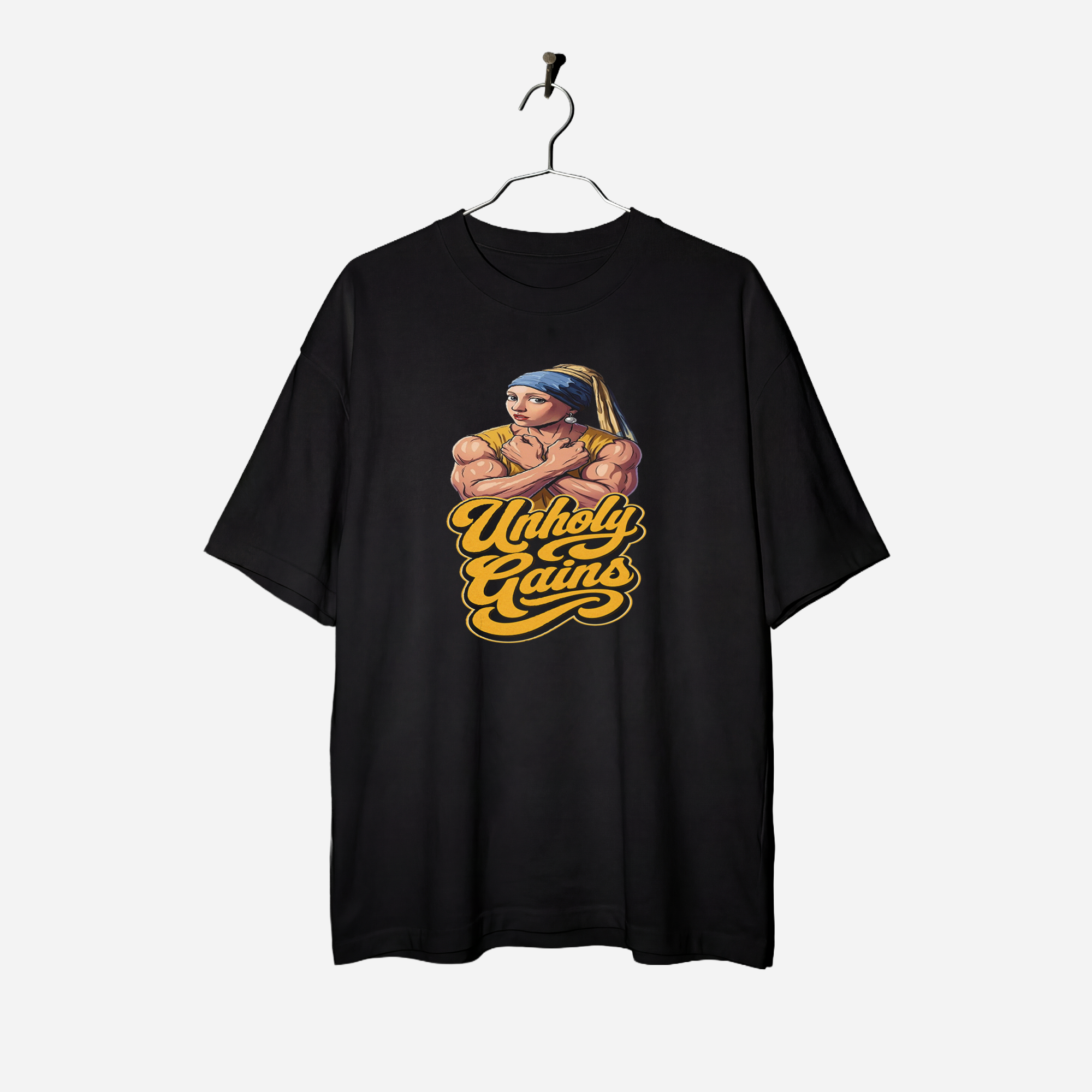 Camiseta Oversized Profane Unholy Gains True Form - Heavyweight 240g Pump Cover Unissex