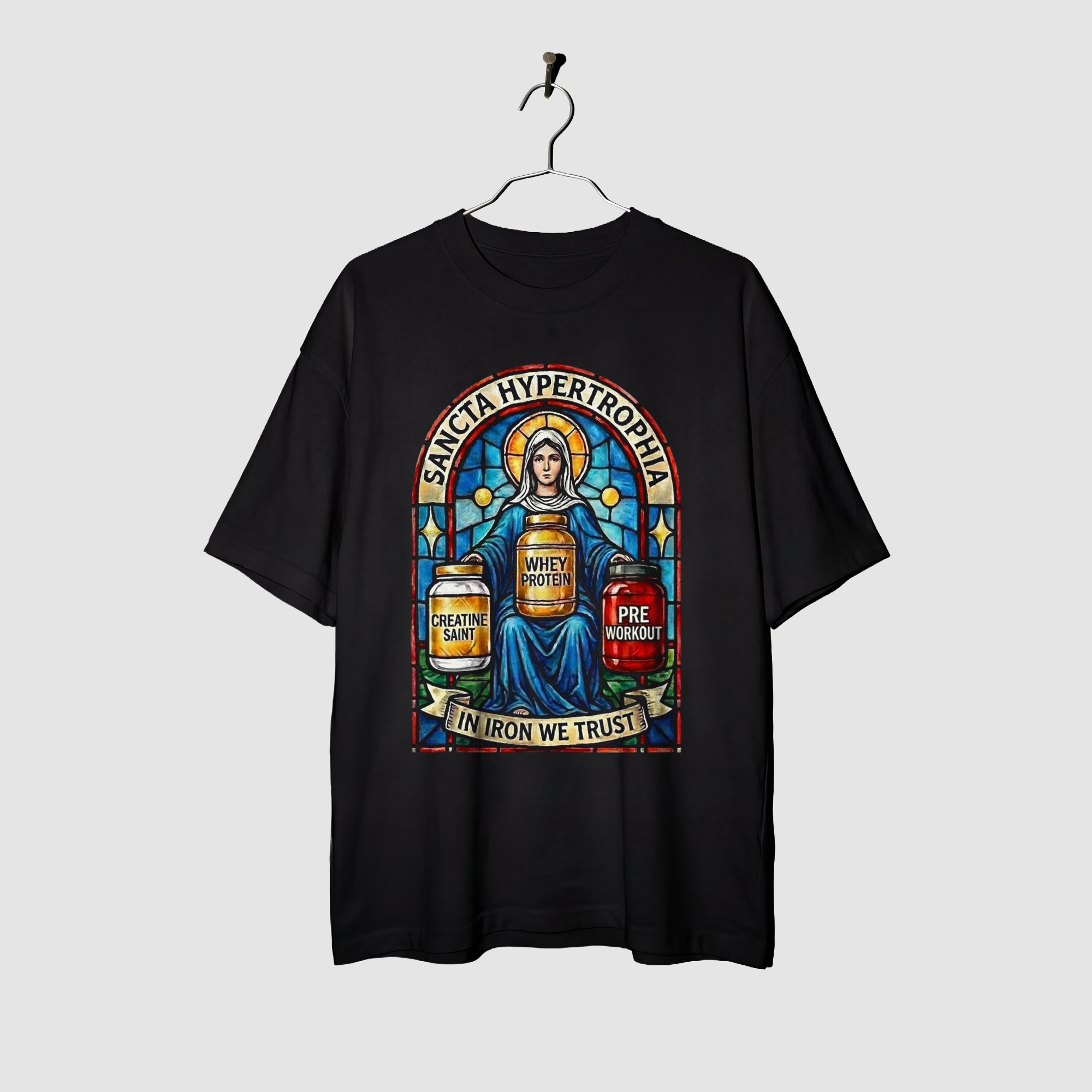 Camiseta Oversized Glass Sancta Hypertrophy True Form - Heavyweight 220g Pump Cover Masculina