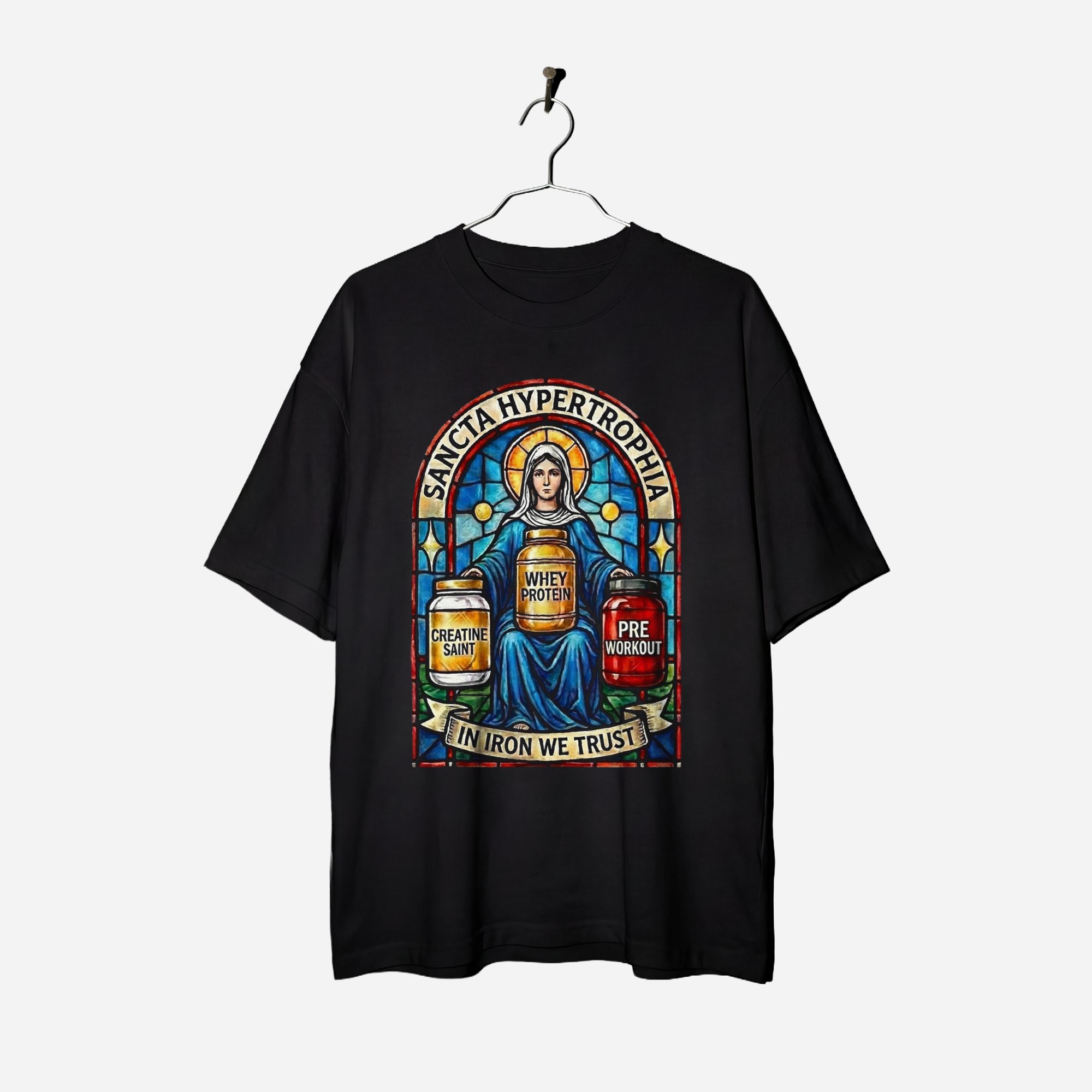 Camiseta Oversized Sancta Hypertrophy True Form - Heavyweight 240g Pump Cover Unissex