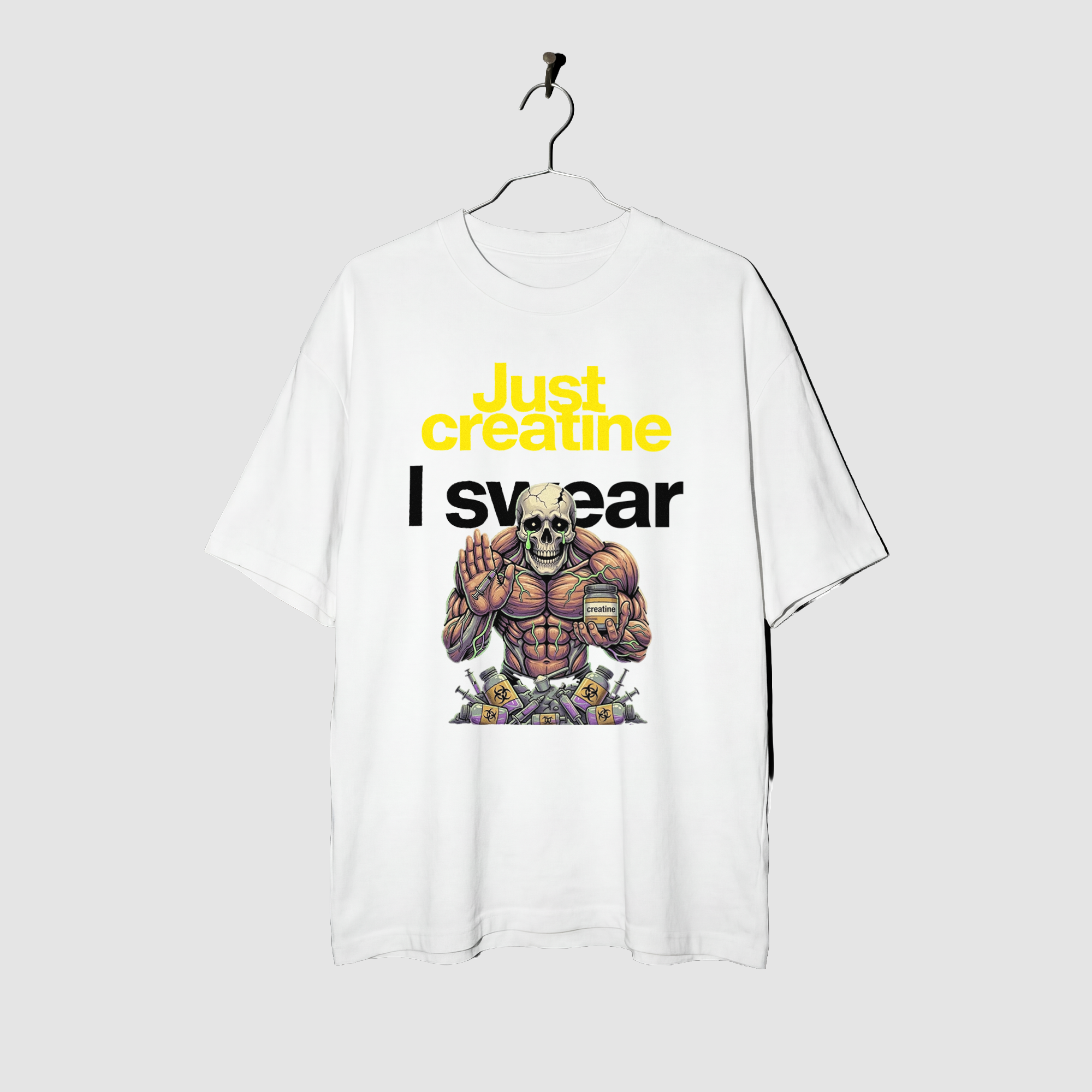 Camiseta Oversized Creatine I Swear True Form - Heavyweight 220g Pump Cover Masculina