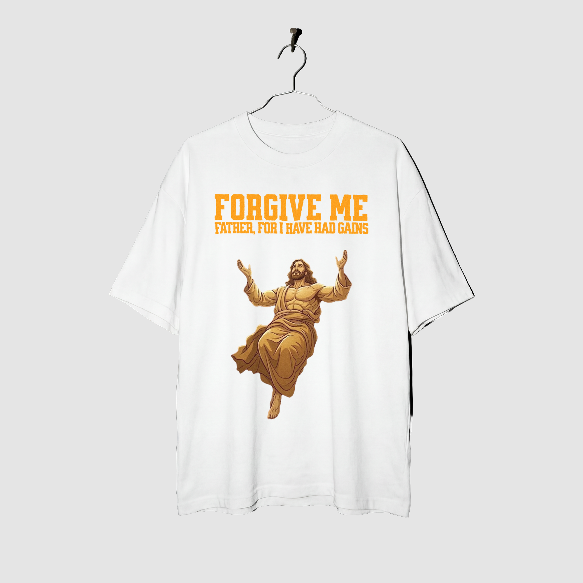 Camiseta Oversized Forgive Me Gains True Form - Heavyweight 220g Pump Cover Masculina