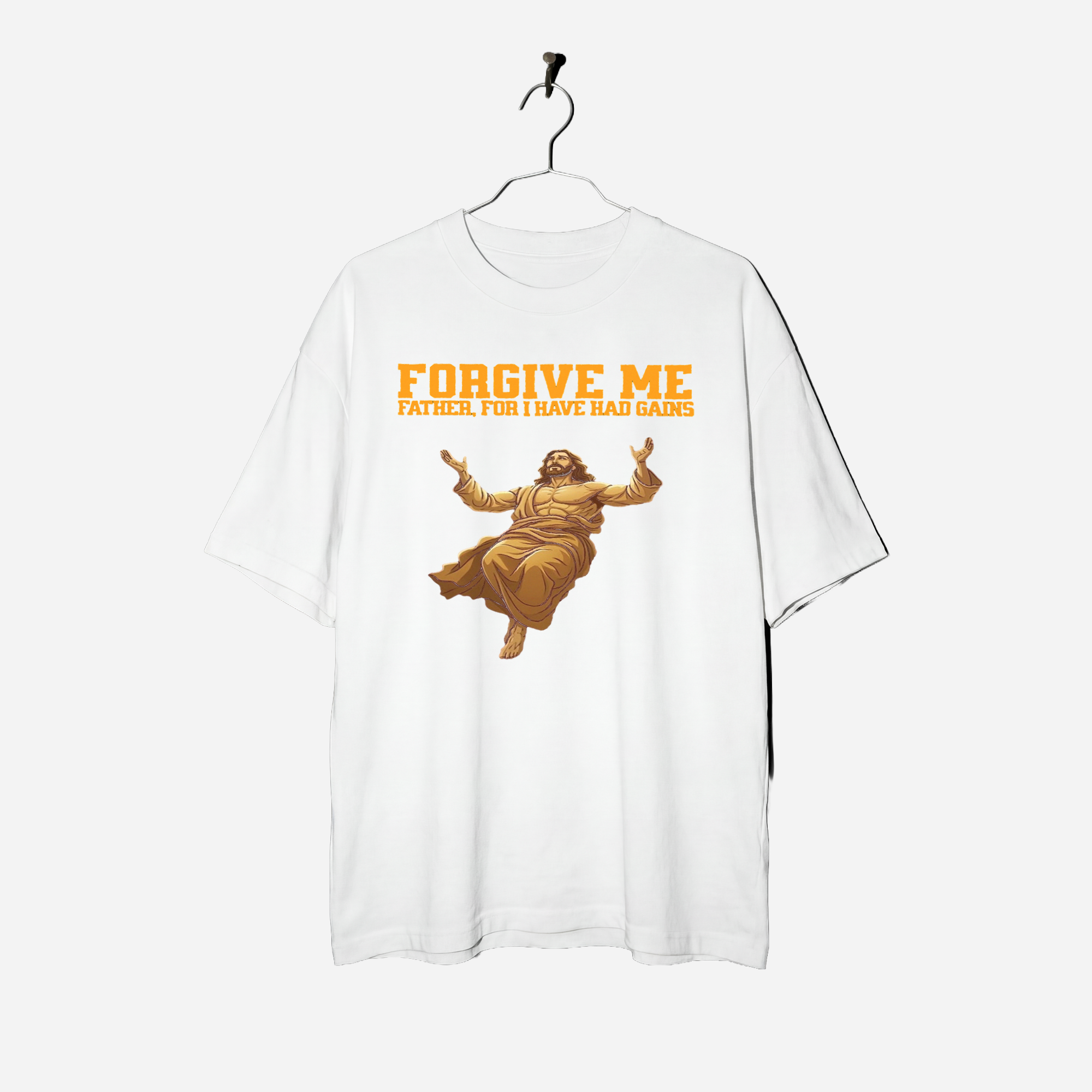 Camiseta Oversized Forgive Me Gains True Form - Heavyweight 240g Pump Cover Unissex