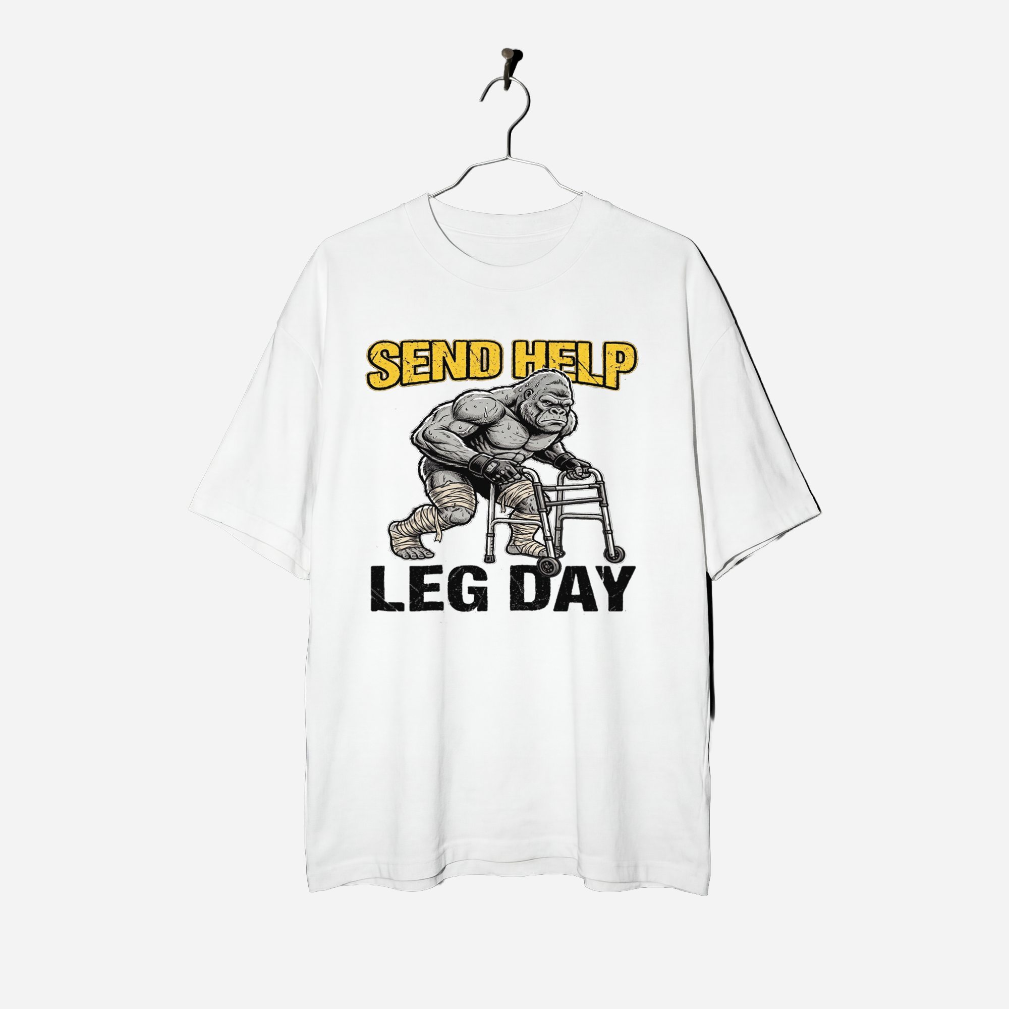 Camiseta Oversized Gorilla Send Help True Form - Heavyweight 240g Pump Cover Unissex