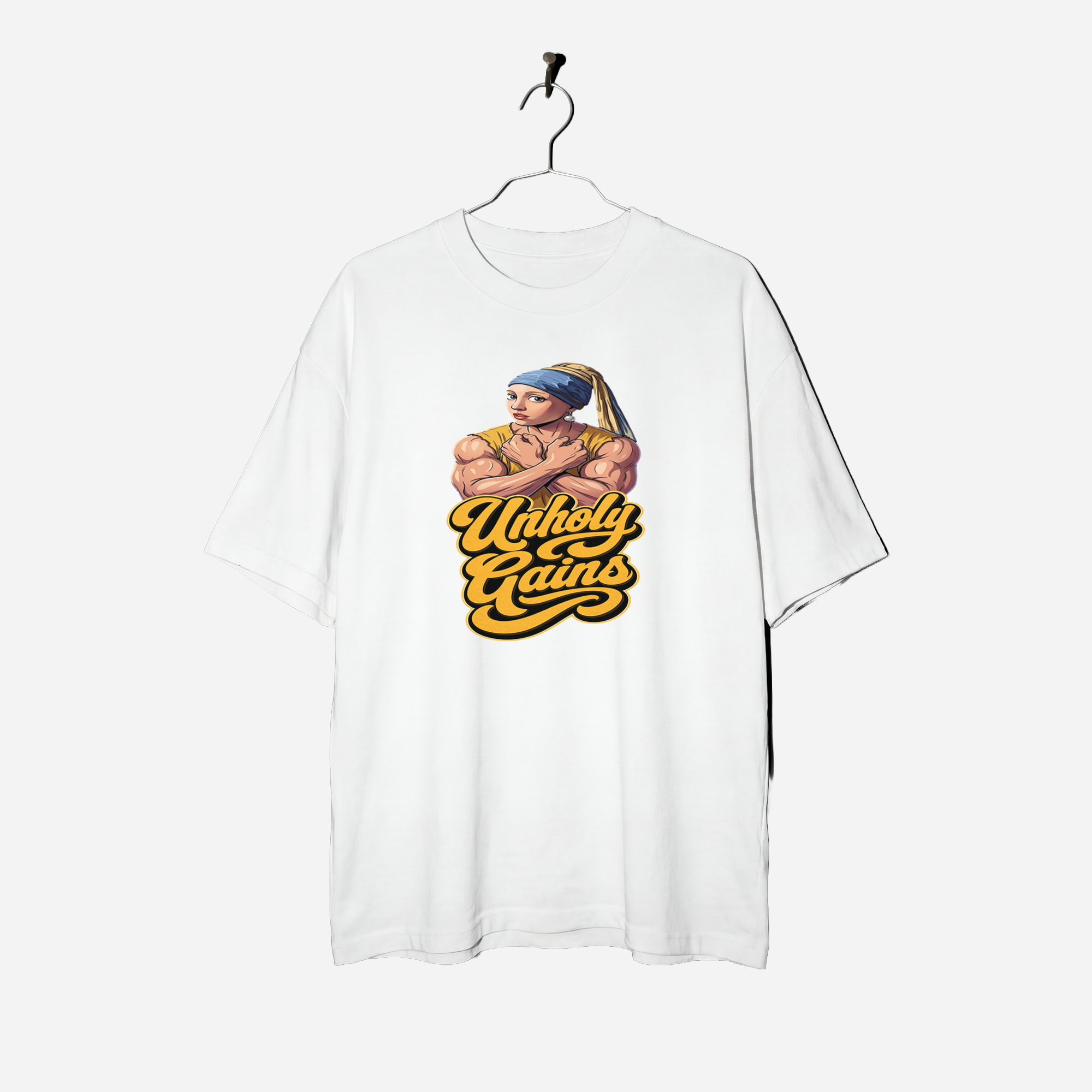 Camiseta Oversized Profane Unholy Gains True Form - Heavyweight 240g Pump Cover Unissex