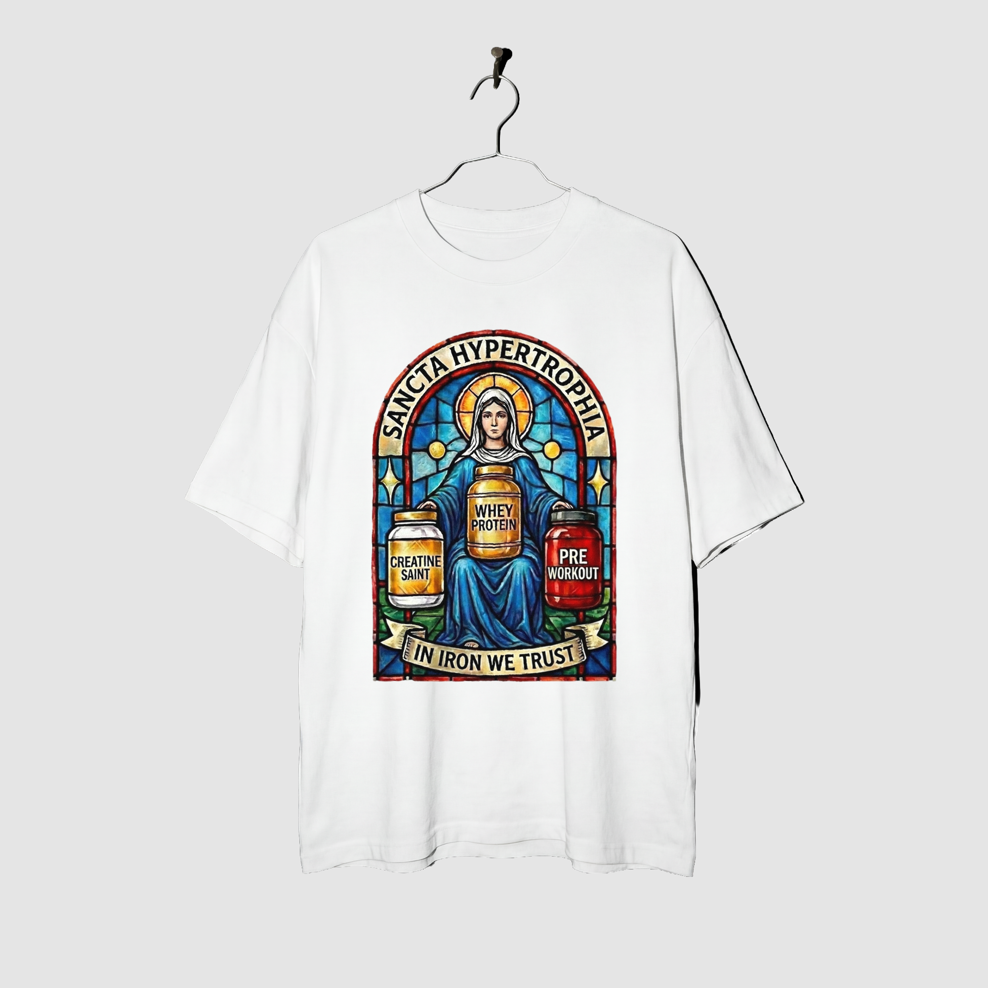 Camiseta Oversized Glass Sancta Hypertrophy True Form - Heavyweight 220g Pump Cover Masculina
