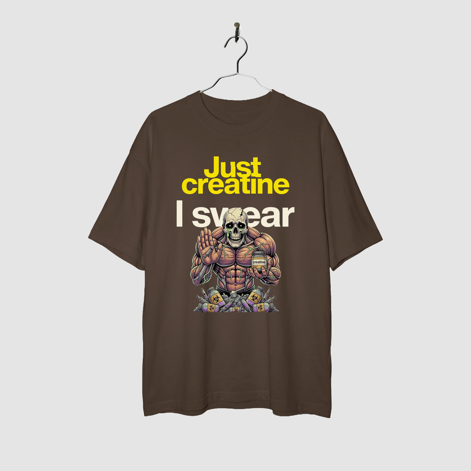 Camiseta Oversized Creatine I Swear True Form - Heavyweight 220g Pump Cover Masculina