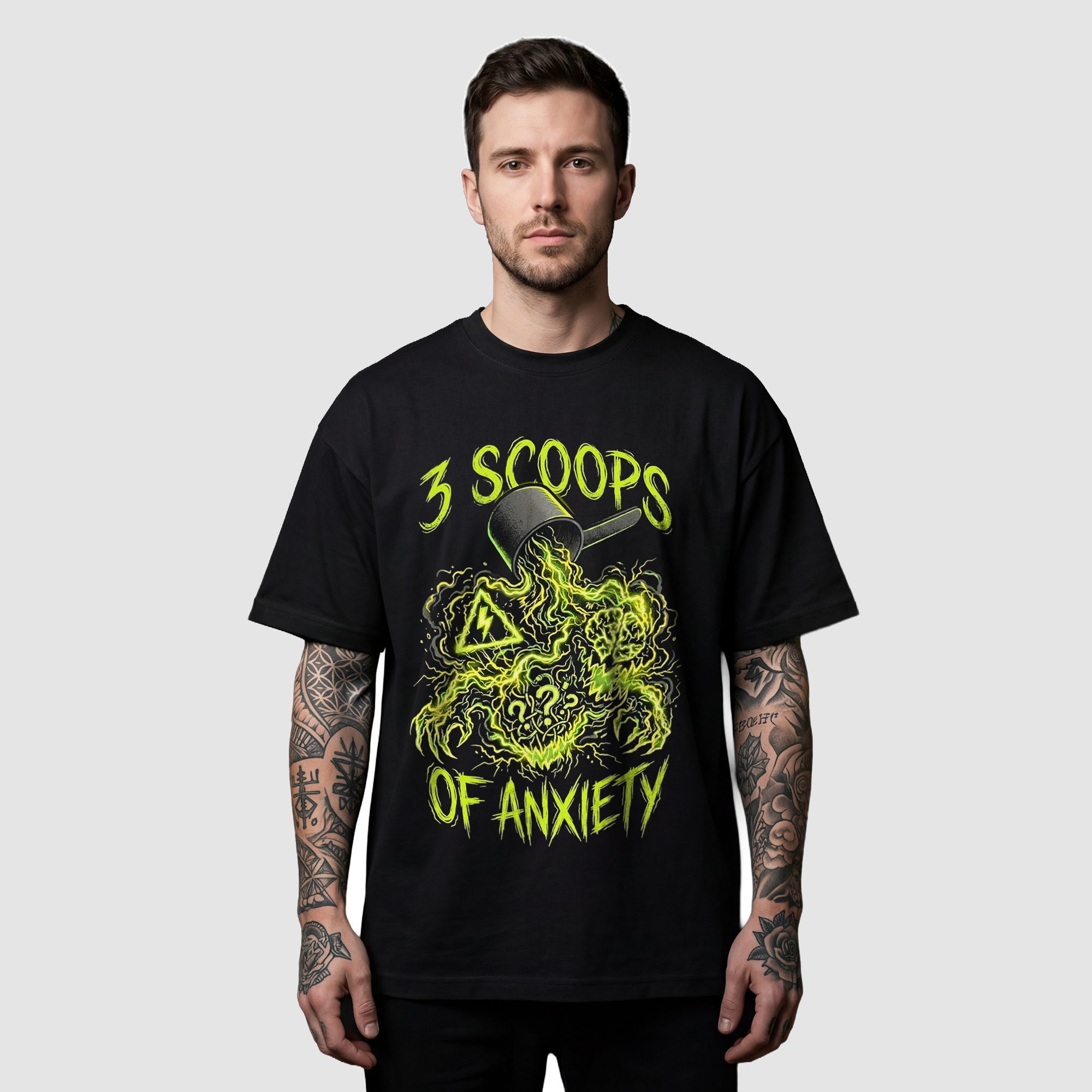 Camiseta Oversized Anxiety 3 Scoops True Form - Heavyweight 220g Pump Cover Masculina