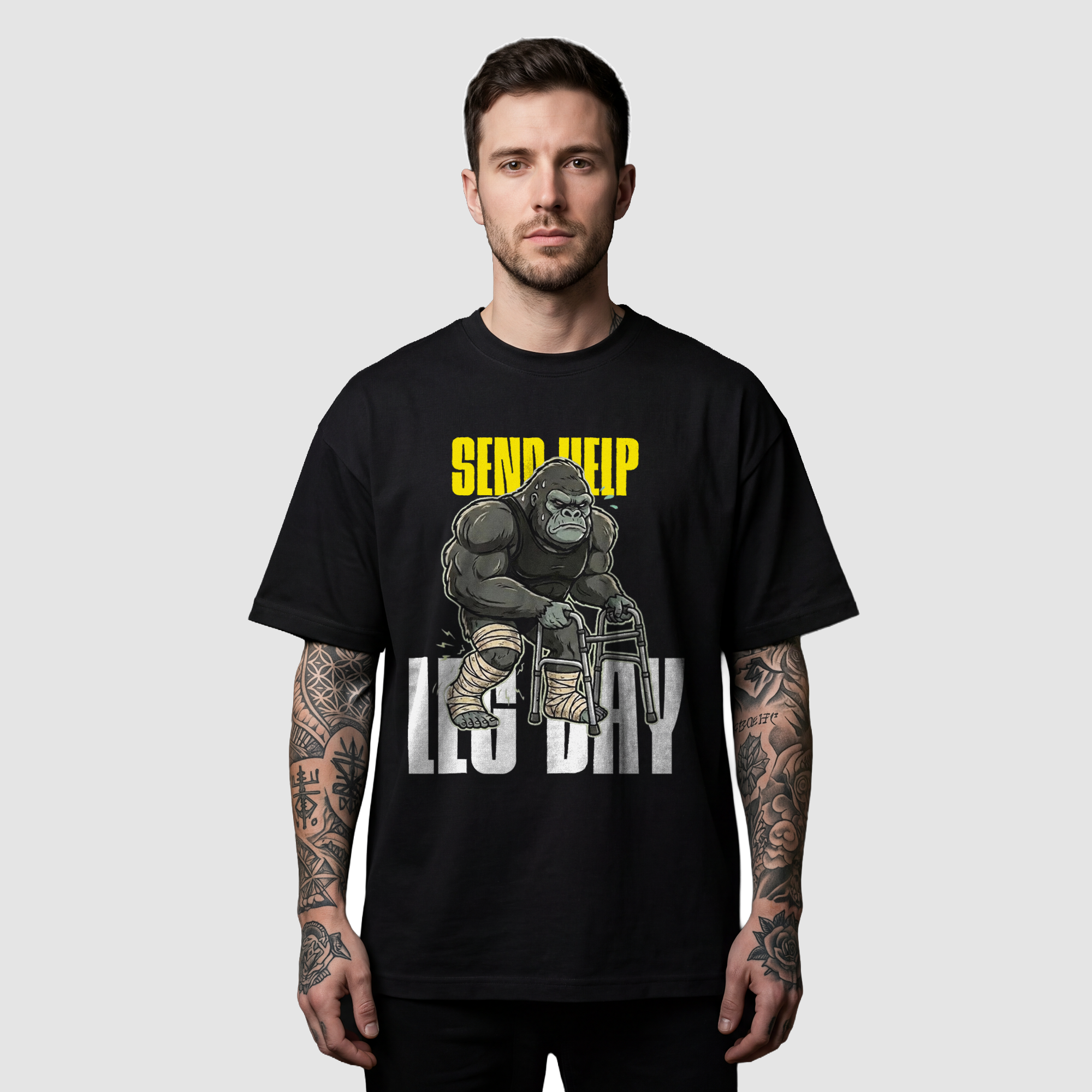 Camiseta Oversized Gorilla Send Help True Form - Heavyweight 220g Pump Cover Masculina
