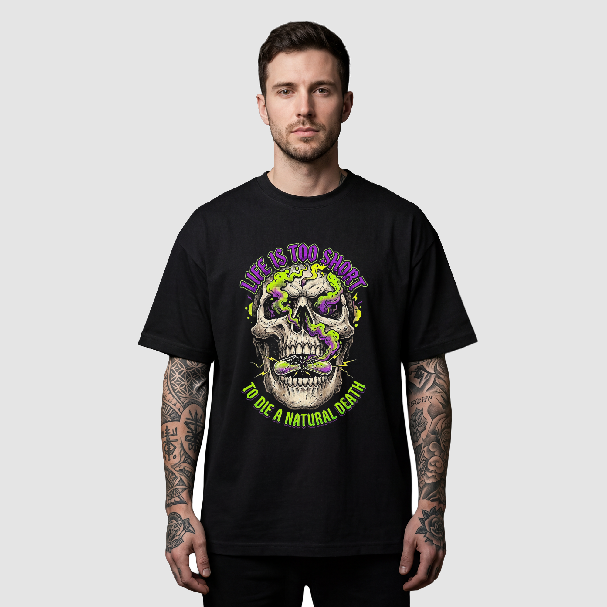 Camiseta Oversized Natural Death True Form - Heavyweight 220g Pump Cover Masculina