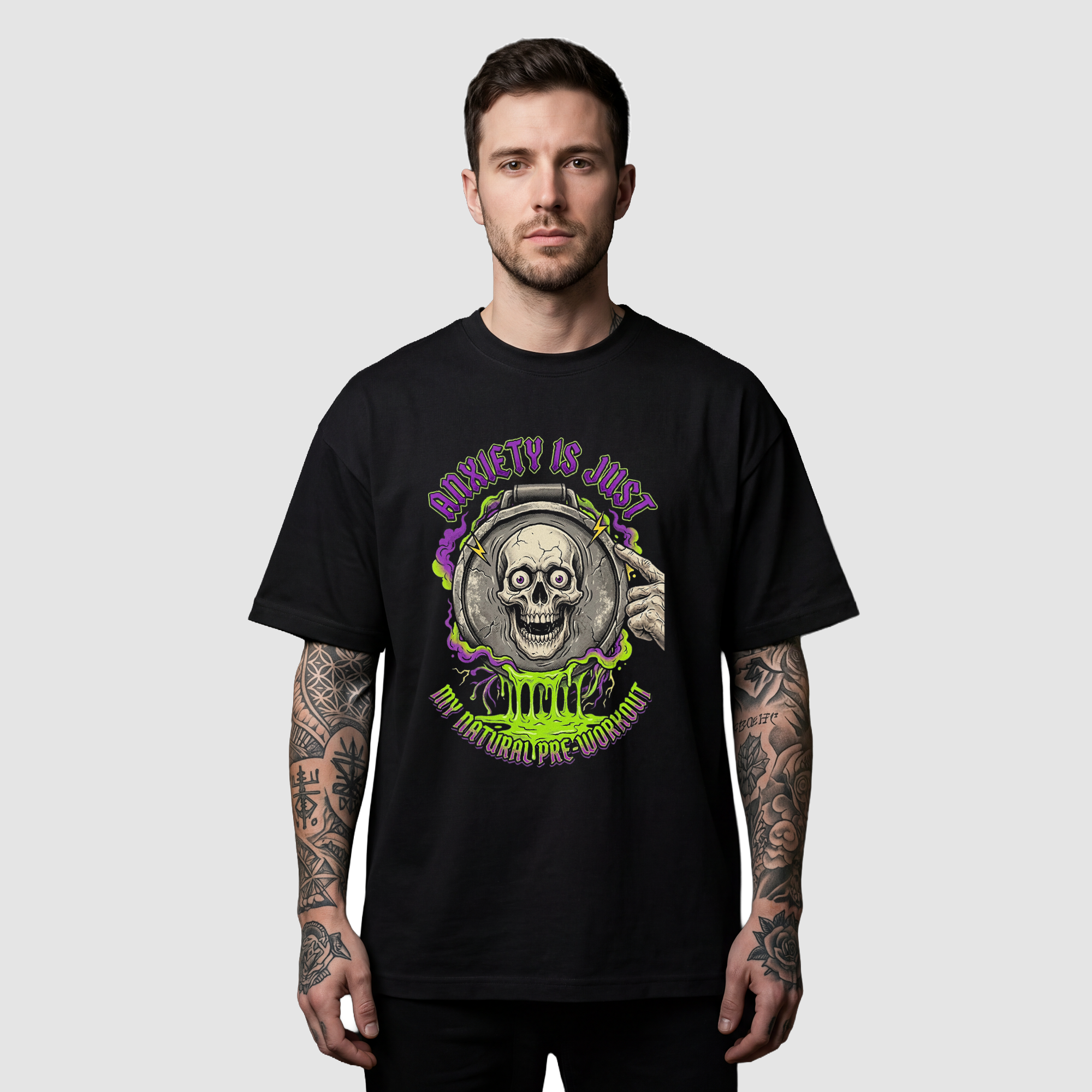 Camiseta Oversized Natural Pre-Workout True Form - Heavyweight 220g Pump Cover Masculina