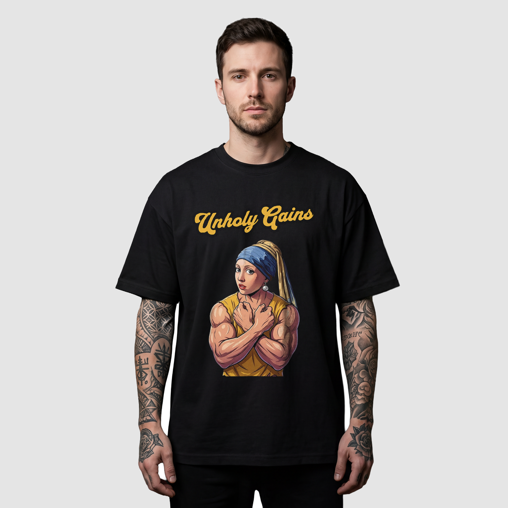 Camiseta Oversized Profane Unholy Gains True Form - Heavyweight 220g Pump Cover Masculina