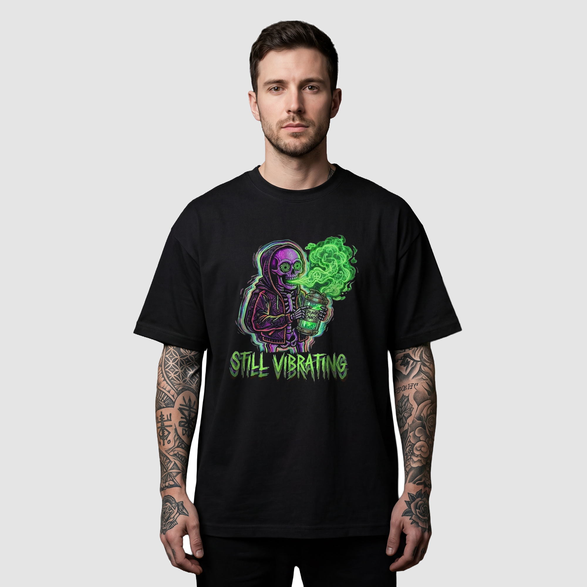 Camiseta Oversized Post-Chaos Frequency True Form - Heavyweight 220g Pump Cover Masculina