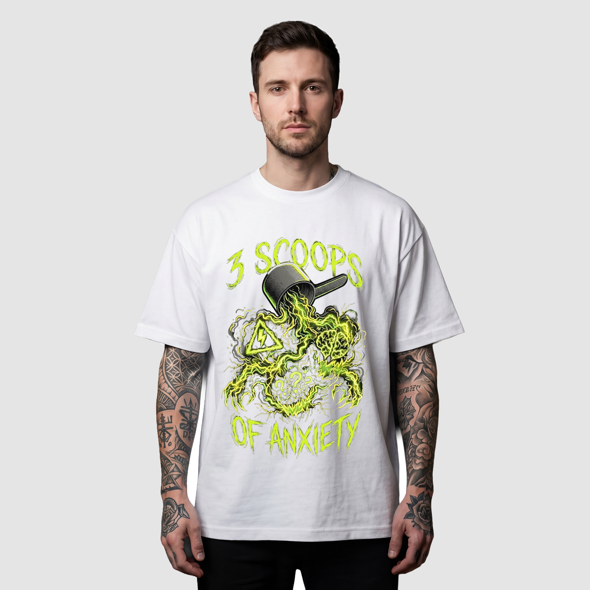 Camiseta Oversized Anxiety 3 Scoops True Form - Heavyweight 220g Pump Cover Masculina