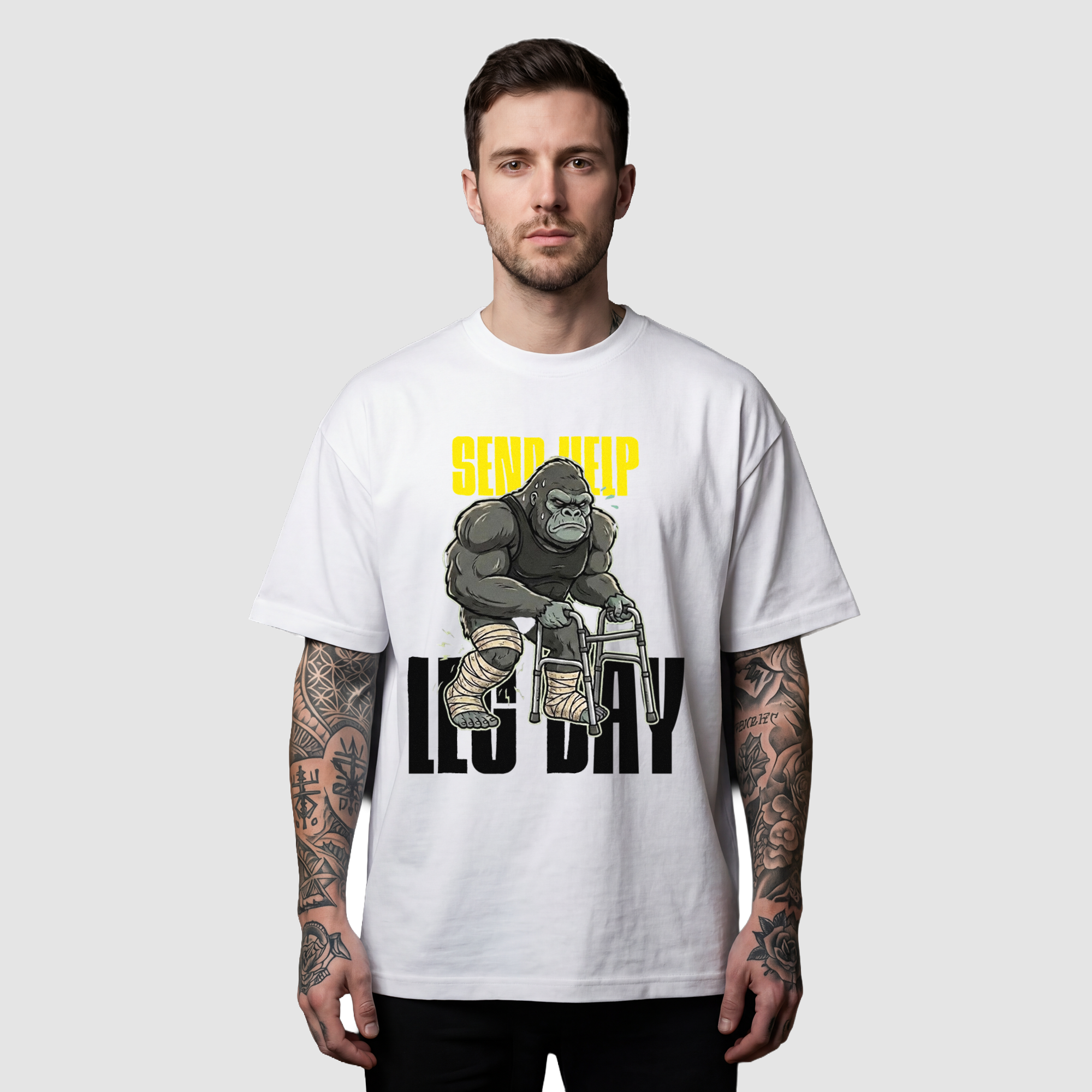 Camiseta Oversized Gorilla Send Help True Form - Heavyweight 220g Pump Cover Masculina