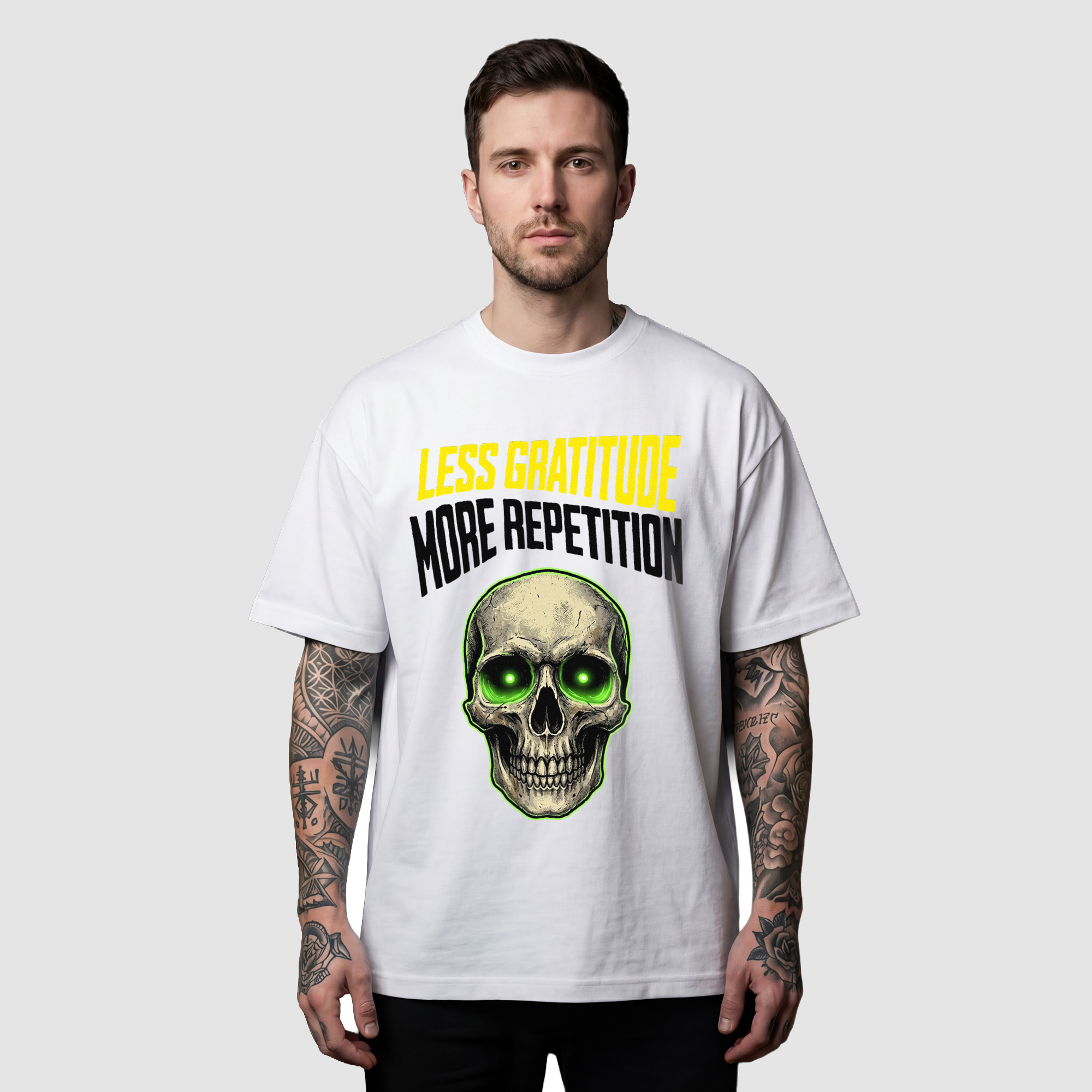 Camiseta Oversized Less Gratitude True Form - Heavyweight 220g Pump Cover Masculina
