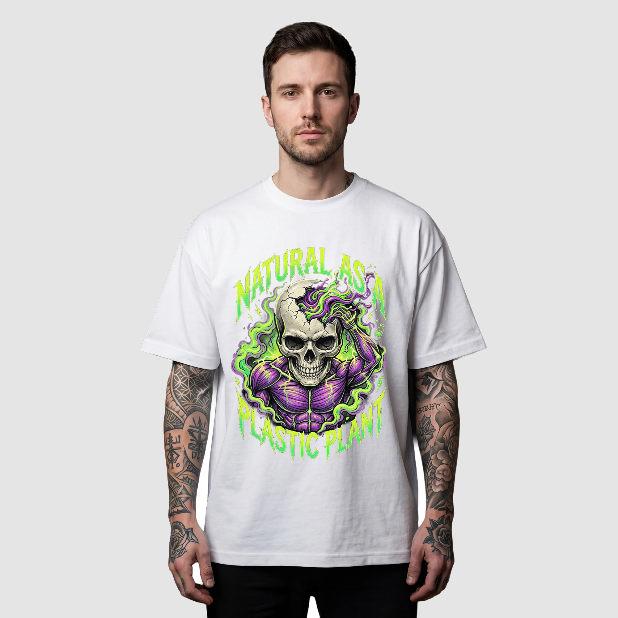 Camiseta Oversized Plant Natural True Form - Heavyweight 220g Pump Cover Masculina