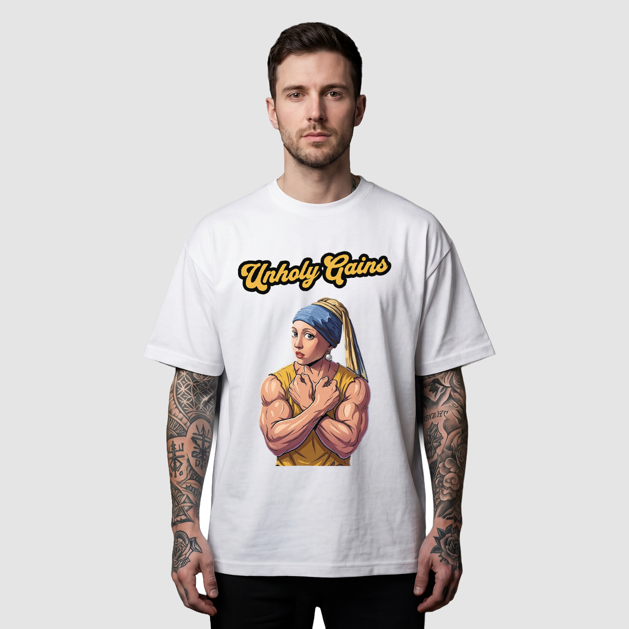 Camiseta Oversized Profane Unholy Gains True Form - Heavyweight 220g Pump Cover Masculina