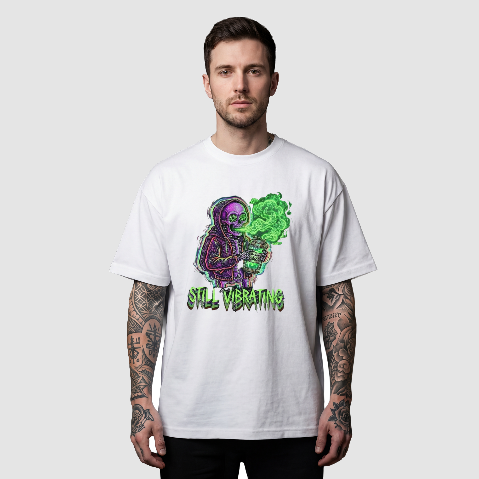 Camiseta Oversized Post-Chaos Frequency True Form - Heavyweight 220g Pump Cover Masculina