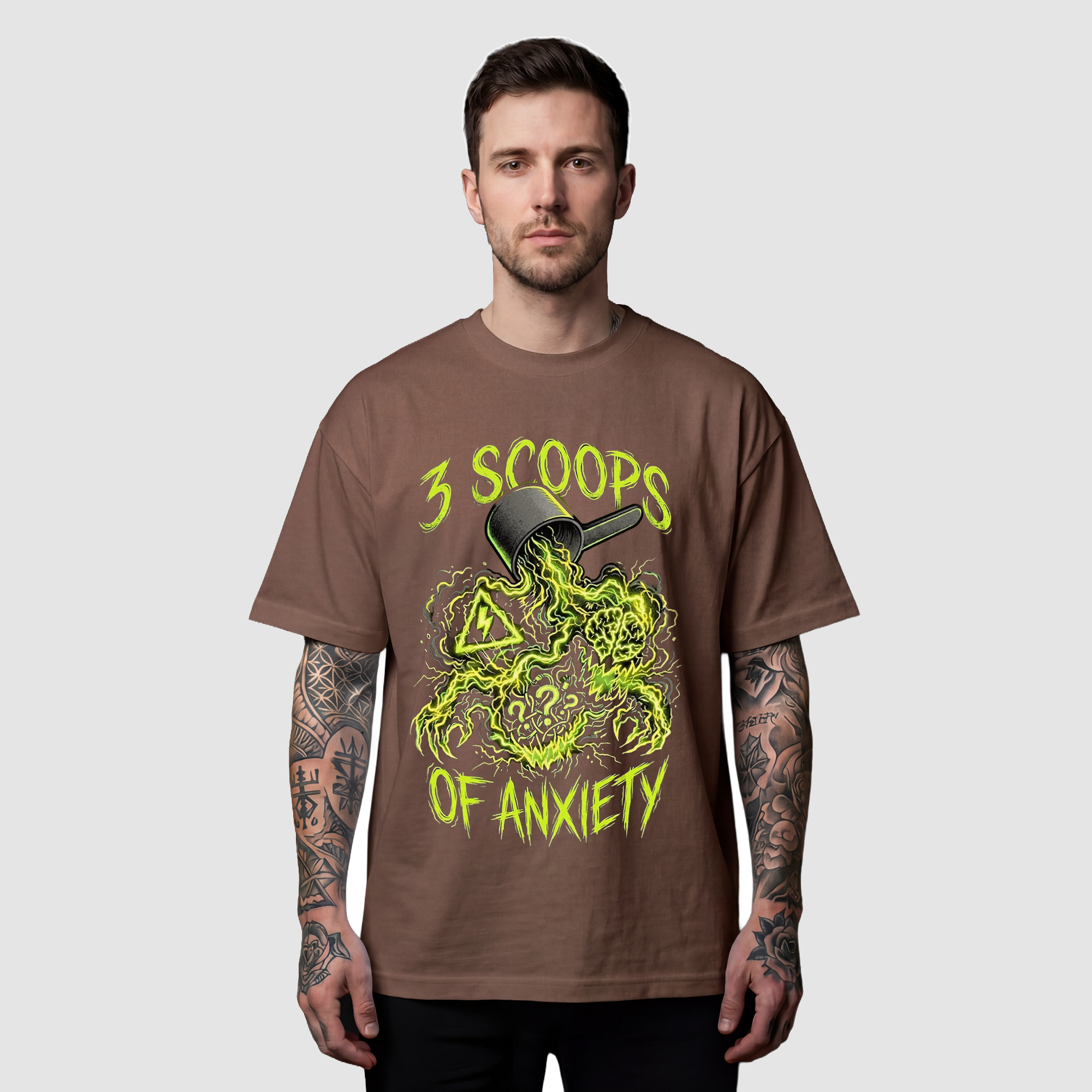 Camiseta Oversized Anxiety 3 Scoops True Form - Heavyweight 220g Pump Cover Masculina