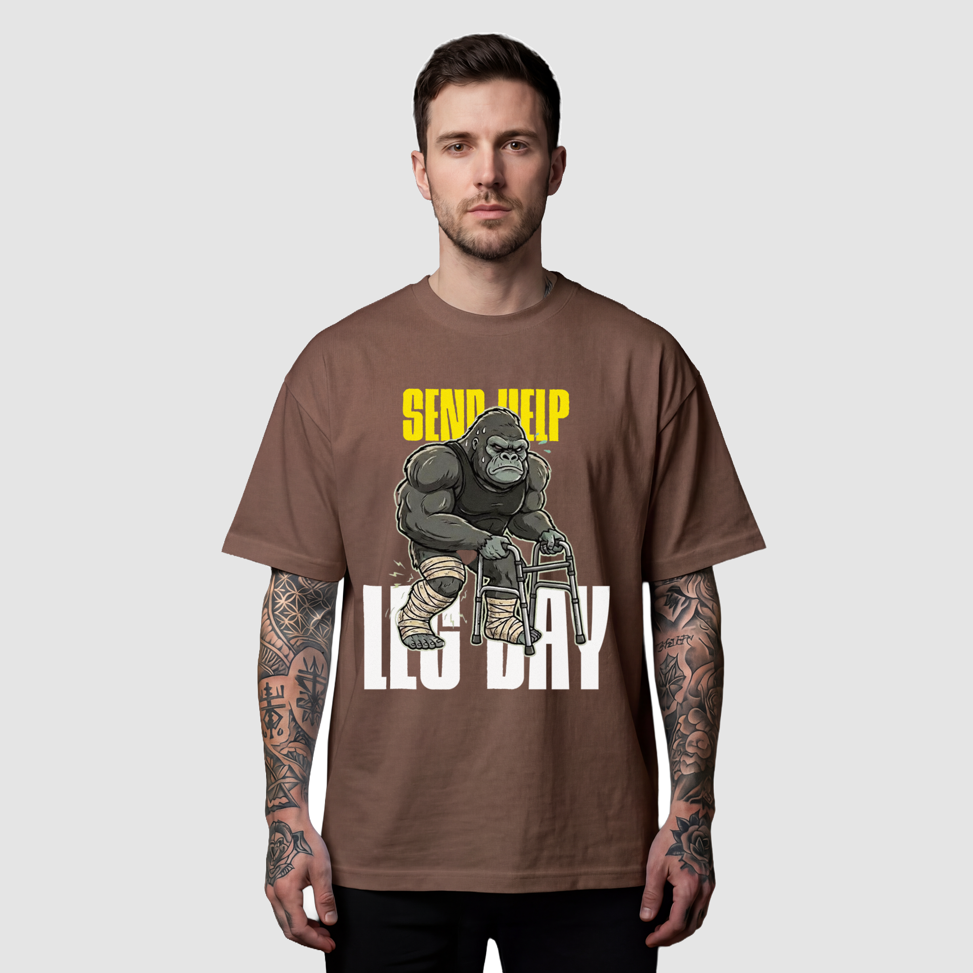 Camiseta Oversized Gorilla Send Help True Form - Heavyweight 220g Pump Cover Masculina