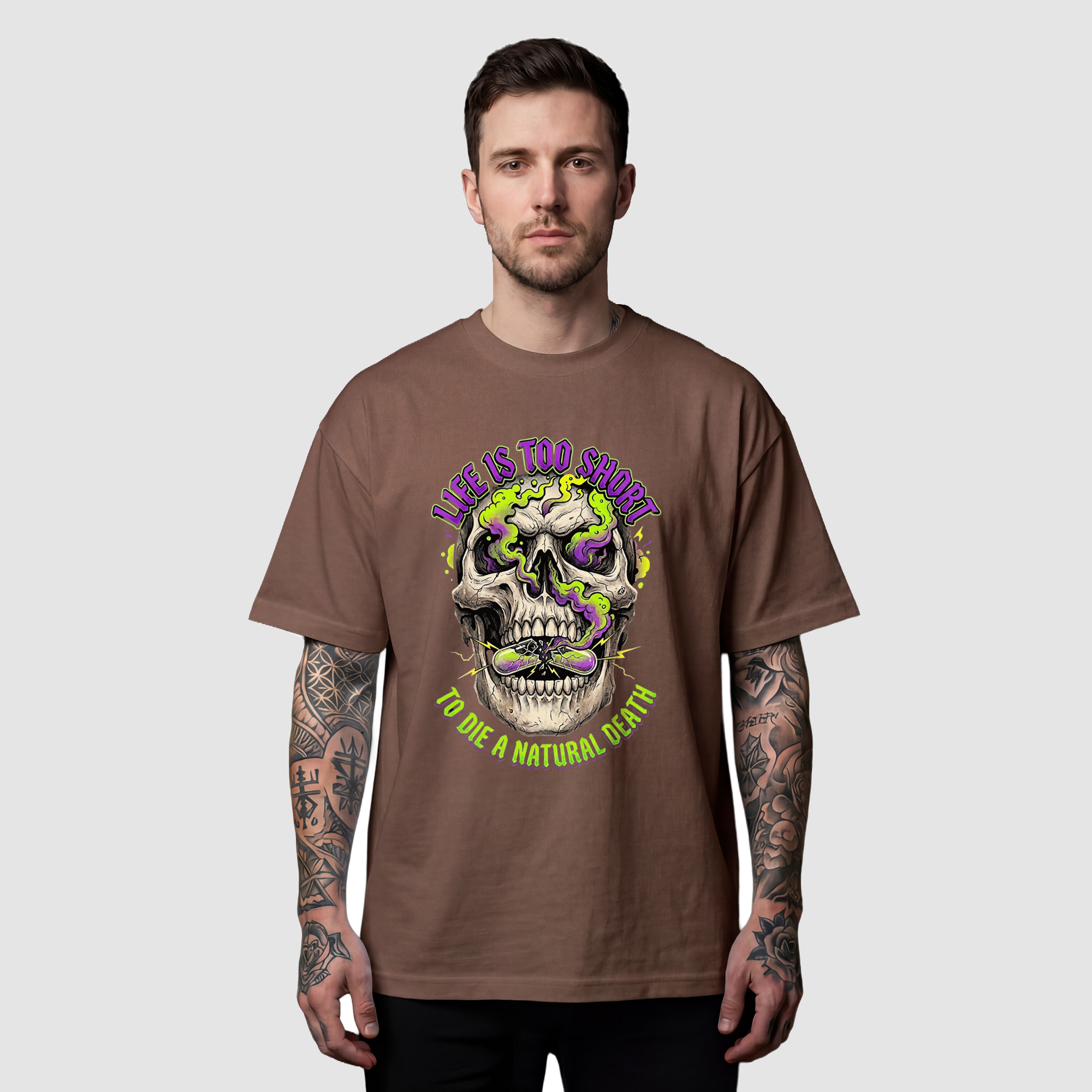 Camiseta Oversized Natural Death True Form - Heavyweight 220g Pump Cover Masculina
