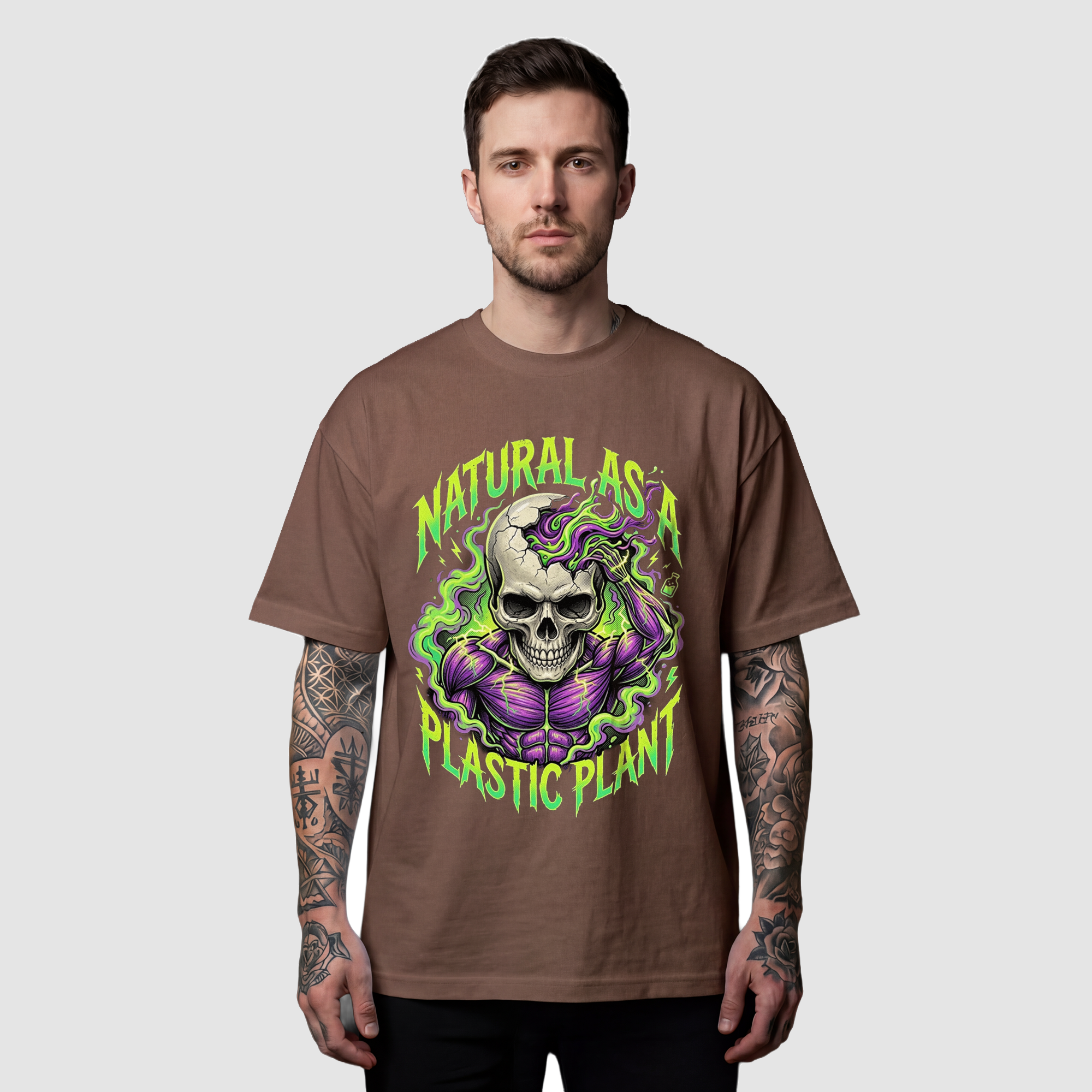 Camiseta Oversized Plant Natural True Form - Heavyweight 220g Pump Cover Masculina