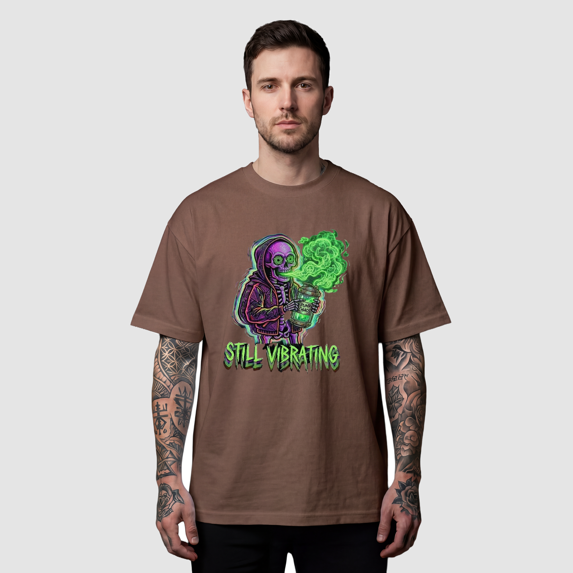 Camiseta Oversized Post-Chaos Frequency True Form - Heavyweight 220g Pump Cover Masculina