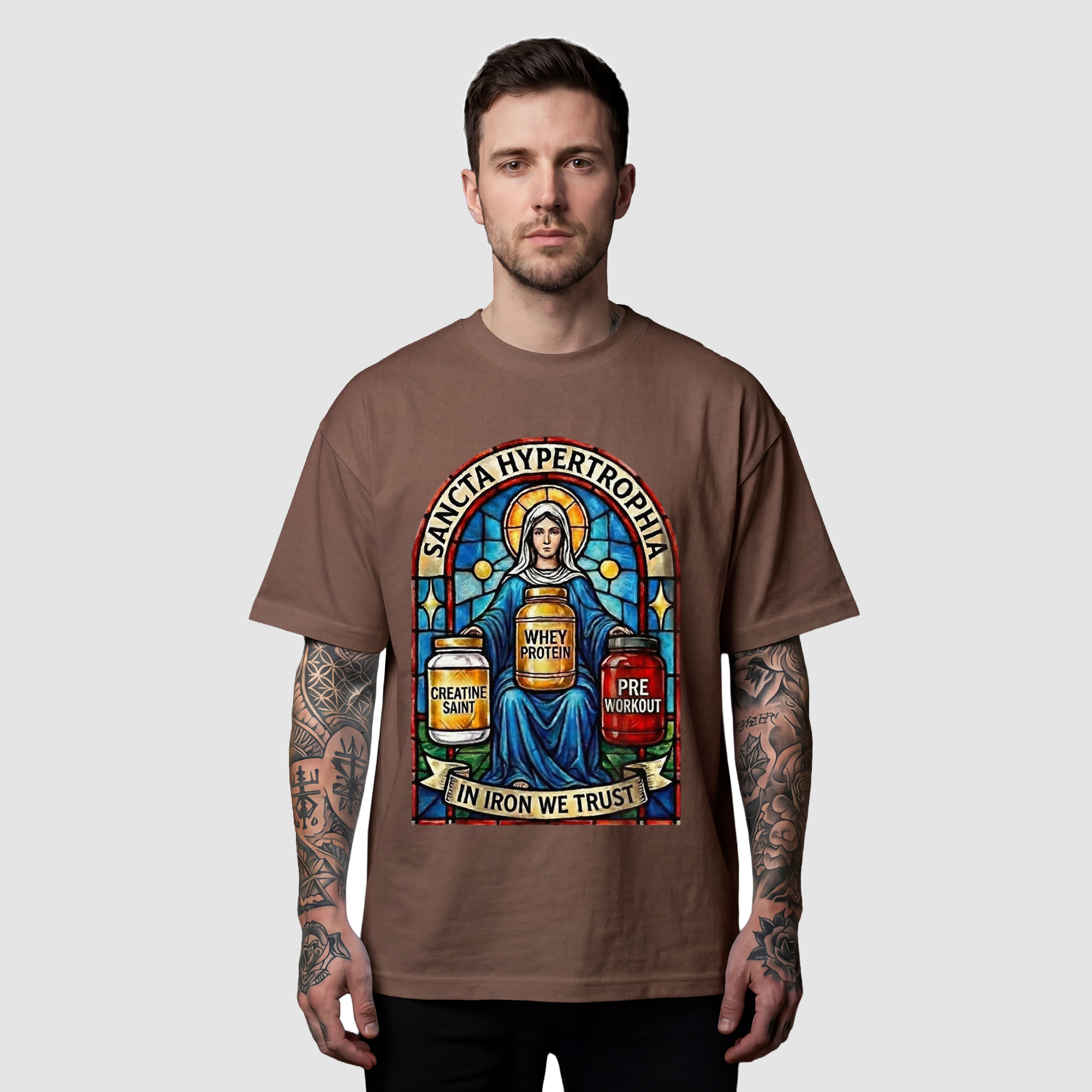 Camiseta Oversized Glass Sancta Hypertrophy True Form - Heavyweight 220g Pump Cover Masculina